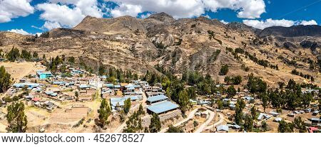 Aerial View Of Chacapampa Village In The Peruvian Andes