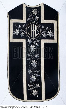 STITAR, CROATIA - JUNE 16, 2018: Golden embroidered church chasubles
