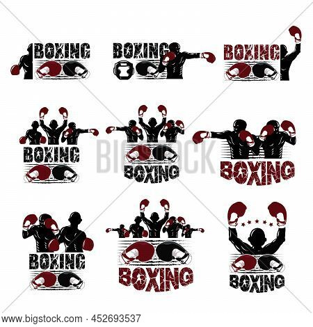 Illustration Of Fighter Concept For Boxing Logo Set