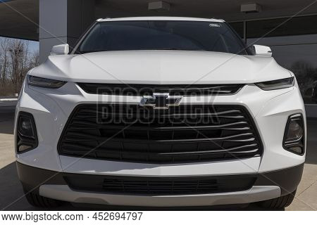 Chevrolet Blazer Display At A Dealership. Chevy Is A Division Of Gm And Offers The Blazer In 2Lt, 3L