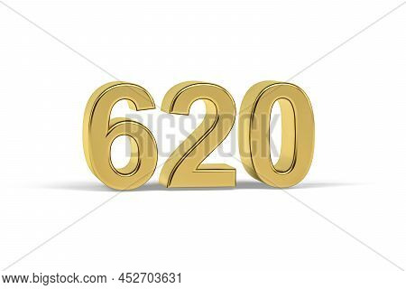 Golden 3d Number 620 - Year 620 Isolated On White Background - 3d Render