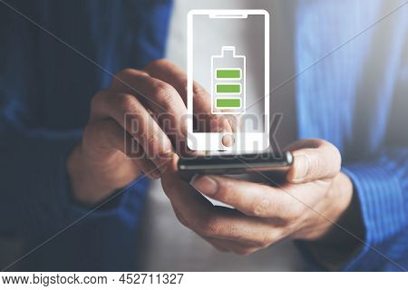 Man With Full Battery On The Phone