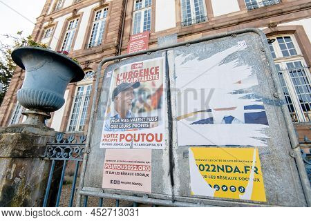 Strasbourg, France - Apr 23, 2022: French Presidential Posters For The Upcoming Presidential Electio