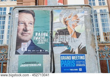Strasbourg, France - Apr 23, 2022: French Presidential Posters For The Upcoming Presidential Electio