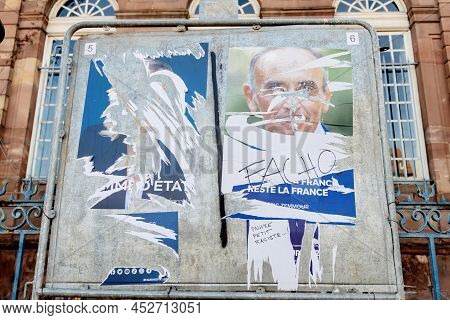 Strasbourg, France - Apr 23, 2022: French Presidential Posters For The Upcoming Presidential Electio
