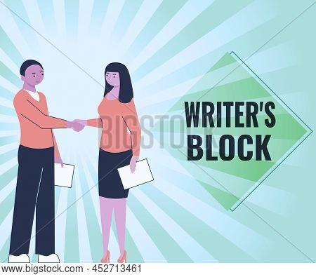 Writing Displaying Text Writer S Block. Business Overview Condition Of Being Unable To Think Of What