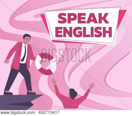 Writing Displaying Text Speak English. Business Approach Study Another Foreign Language Online Verba
