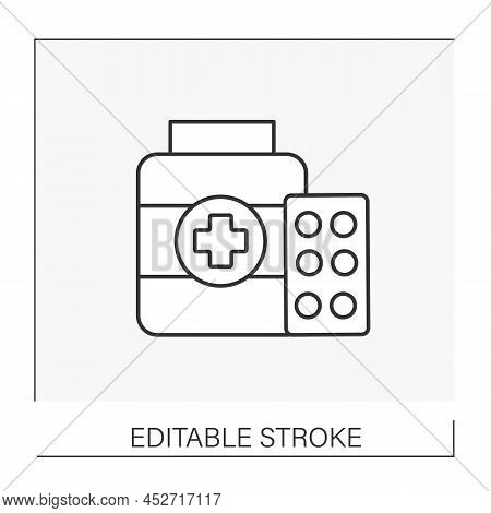 Pharmacy Line Icon. Pharmacist. Store, Preserve And Provide Medicine. Professions Concept. Isolated 
