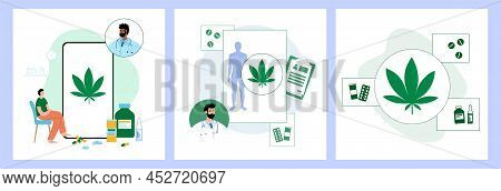 Medical Cannabis Store. Doctors Cartoon Characters. Marijuana As Medicine, Prescription For Legal Dr