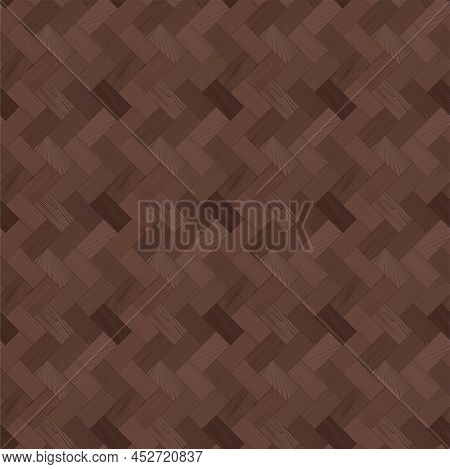Wooden Parquet, Seamless Herringbone Pattern. Hardwood Brown Zigzag Laminate Floor. Wood Grain Textu