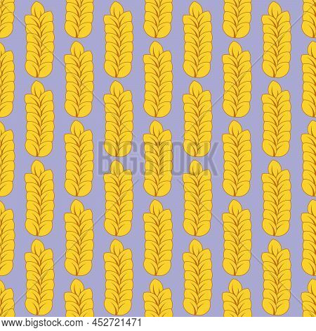Wheat Spike. Grain Plant Silhouette. Wheat Pattern. Oat On Light Background. Papper Pattern. Templat