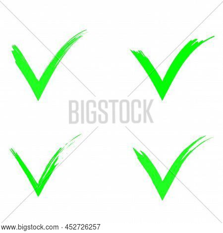 Green Ticks, Great Design For Any Purposes. Checkmark Right. Checkbox Icon. Vector Illustration. Sto