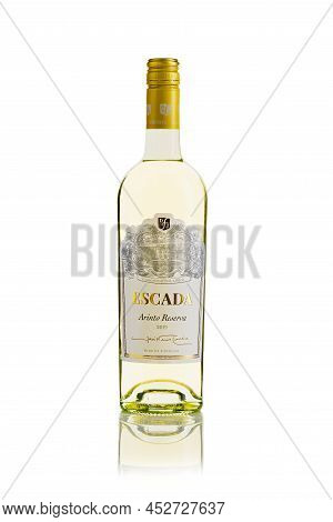 Tallinn, Estonia, March 2022. Escada White Wine Produced In Portugal. White Wine Bottle Isolated On 