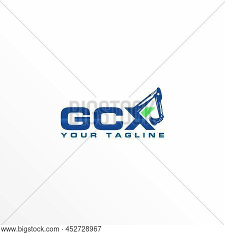 Combination Letter Or Word Gcx Font With Hand Excavator Heavy Equipment Image Graphic Icon Logo Desi