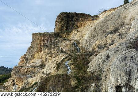 Ancient Hot Thermal Springs And Pool In Nature Park Dei Mulini, Bagno Vignoni, Tuscany, Italy