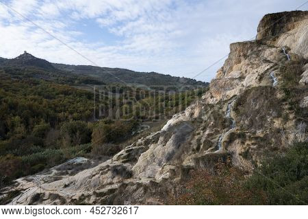 Ancient Hot Thermal Springs And Pool In Nature Park Dei Mulini, Bagno Vignoni, Tuscany, Italy