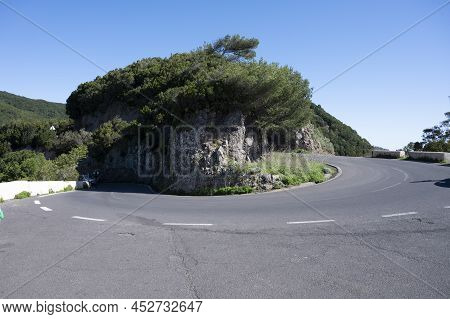 Driving On Narrow Roads In Anaga National Park, North Of Tenerife, Canary Islands, Spain In Winter