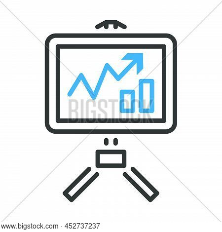 Analytics Stand Icon. Editable Bold Outline With Color Fill Design. Vector Illustration.