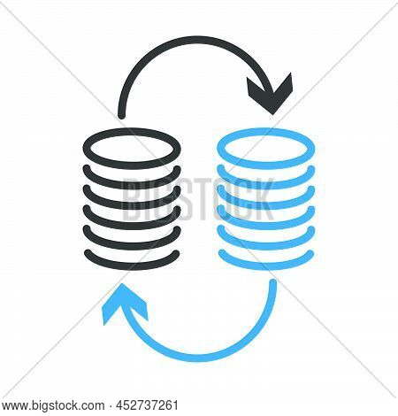 Dollar Euro Coins Stack Icon. Editable Bold Outline With Color Fill Design. Vector Illustration.