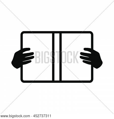 Boy Reading Book Icon. Bold Outline Design With Editable Stroke Width. Vector Illustration.