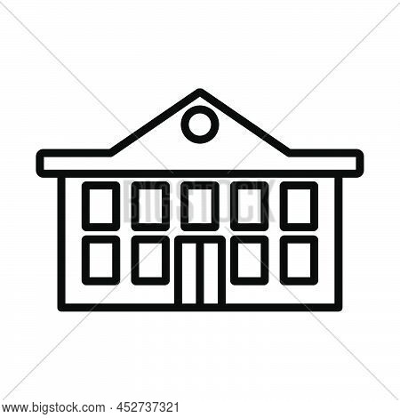 School Building Icon. Bold Outline Design With Editable Stroke Width. Vector Illustration.