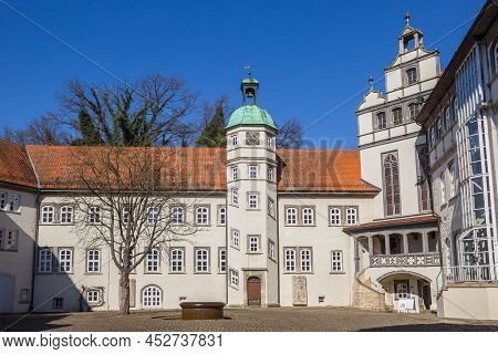 Gifhorn, Germany - March 20, 2022: Courtyard Of The Historic Castle In Gifhorn, Germany