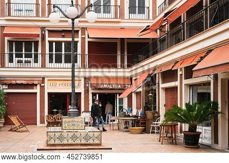 Madrid, Spain - October 4, 2021: Traditional Antique Stores In El Rastro Market In Embajadores Quart