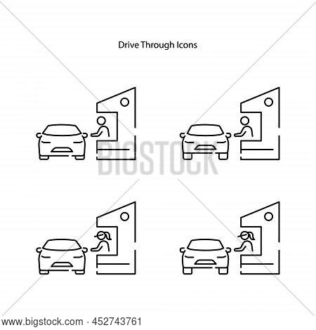 Drive Thru Icons Isolated On White Background From Fast Food Collection. Drive Thru Icon Trendy And 