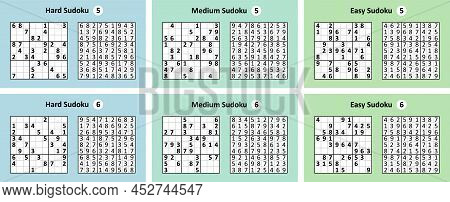 Collection Sudoku Game With Answers. Different Complexity.