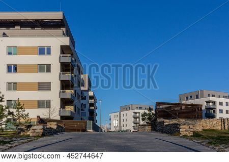 Modern Architecture Residential Building Condominium Appartments Blue Sky