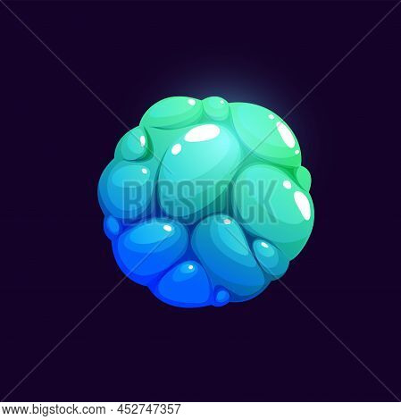 Galaxy Space Planet With Ice Surface. Space Sci-fi Game Ui Element, Alien Fantastic World Or Planet 