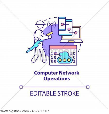 Computer Network Operations Concept Icon. Devices Usage. Information Operations Abstract Idea Thin L