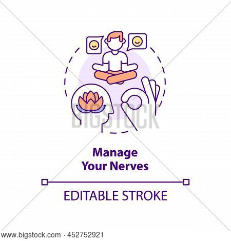 Manage Your Nerves Concept Icon. Overcome Anxiety And Worry. Step To Charisma Abstract Idea Thin Lin