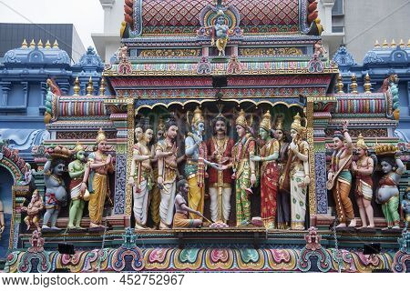 Singapore- 9 Apr, 2022: View Of Sri Krishnan Temple In Bugis Singapore. It Is One Of Singapore Oldes