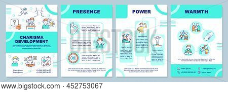 Elements Of Charisma Brochure Template. Charisma Development. Leaflet Design With Linear Icons. 4 Ve