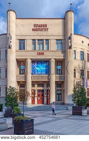 Belgrade, Serbia - February 14, 2021: The Faculty Of Law University In Belgrade High Education Build