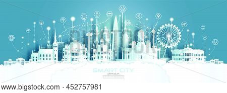 Technology Wireless Network Communication Smart City With Architecture In Finland At Europe Downtown