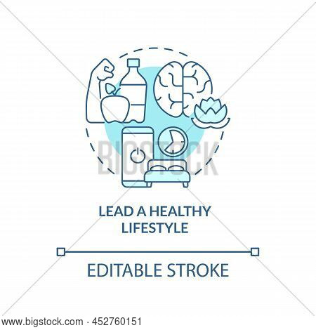 Lead Healthy Lifestyle Turquoise Concept Icon. Self Help With Ptsd Abstract Idea Thin Line Illustrat
