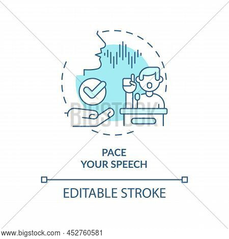 Pace Your Speech Turquoise Concept Icon. Practice Talking. Step To Charisma Abstract Idea Thin Line 