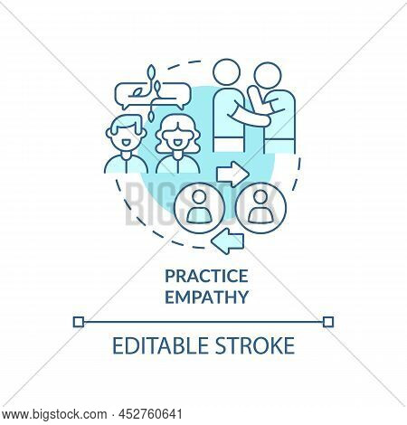 Practice Empathy Turquoise Concept Icon. Share Feelings, Emotions. Step To Charisma Abstract Idea Th