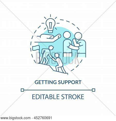 Getting Support Turquoise Concept Icon. Motivate And Inspire People. Charisma Benefit Abstract Idea 
