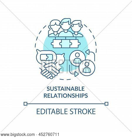 Sustainable Relationships Turquoise Concept Icon. Charisma Benefit Abstract Idea Thin Line Illustrat