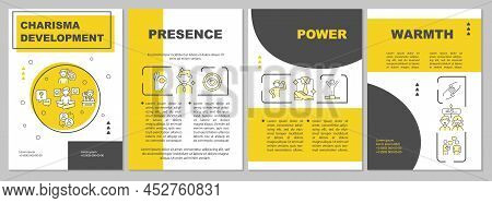 Elements Of Charisma Yellow Brochure Template. Charisma Development. Leaflet Design With Linear Icon