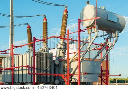 Power Transformer In High Voltage Electrical Outdoor Substation