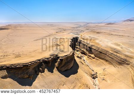 Aerial View Of The Canyon Of The Lost Or Canyon Del Zapa In Ica, Peru