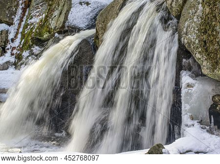Water Cascading Over Trap Falls In  Ashby Massachusetts