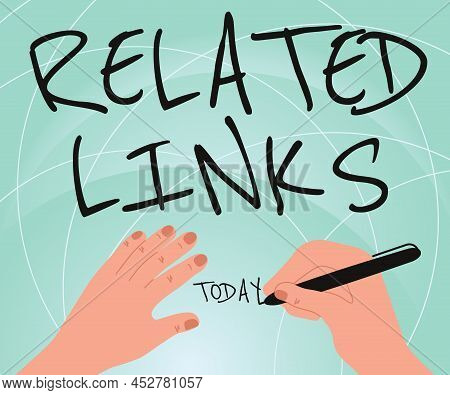 Conceptual Caption Related Links. Business Approach Website Inside A Webpage Cross Reference Hotlink