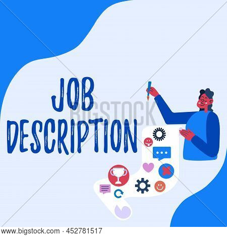 Inspiration Showing Sign Job Description. Business Idea A Document That Describes The Responsibiliti
