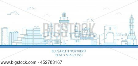 Outline Skyline Panorama Of Bulgarian Northern Black Sea Coast  - Vector Illustration