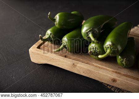 Serrano Chile Or Green Chile. (capsicum Annum). Very Popular Variety Of Hot Chili In Mexican Cuisine